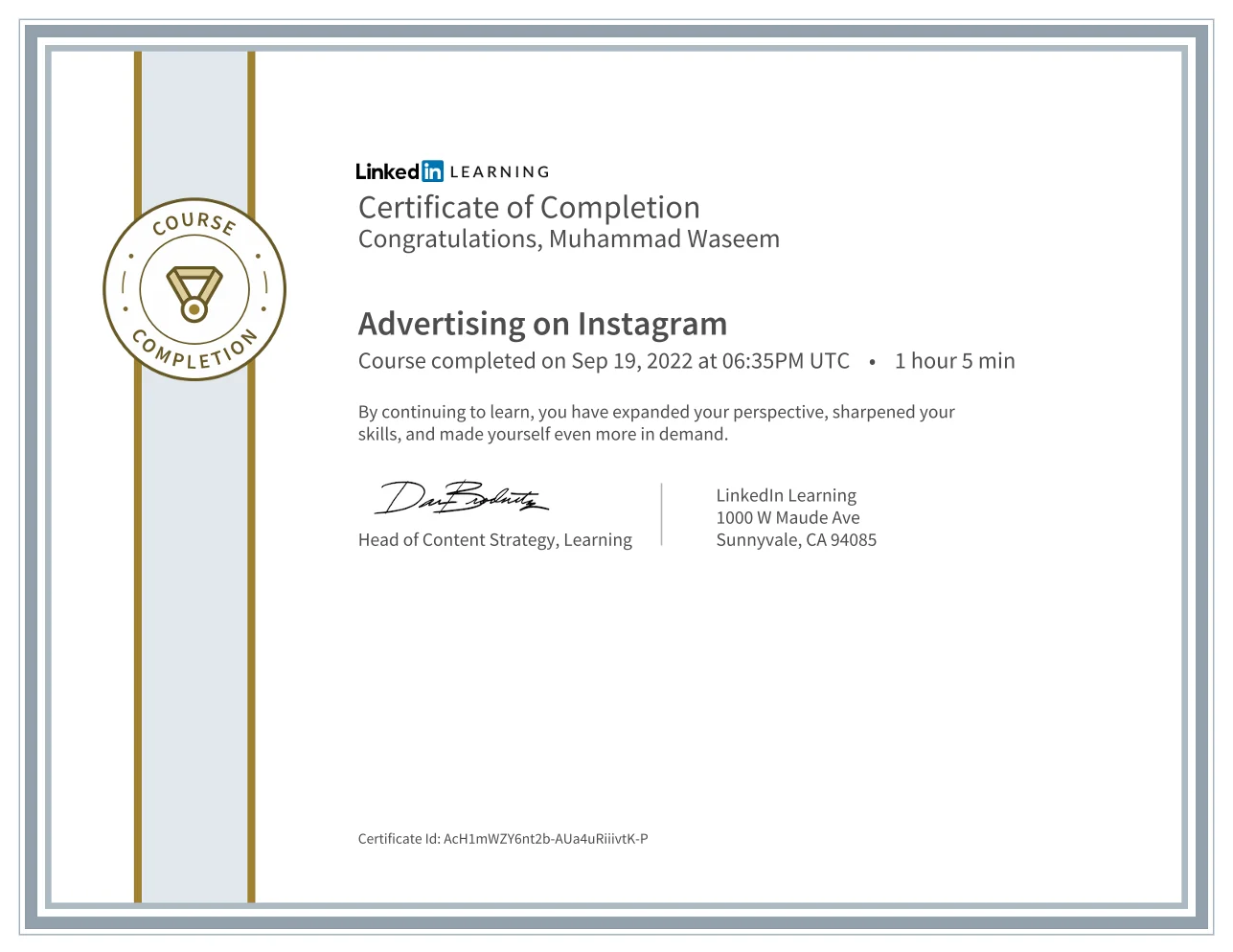 Advertising on Instagram certificate