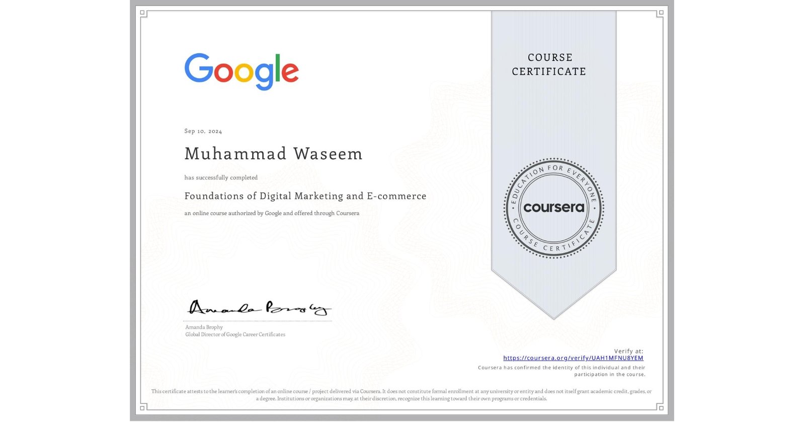 Digital Marketing and eCommerce Certificate